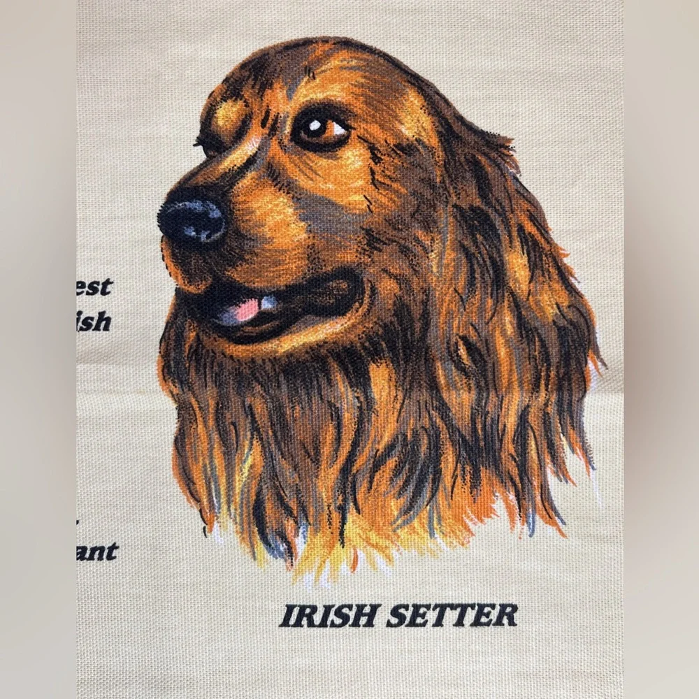 Vintage Every Dog's Prayer Scottish Cotton Tea Towel Illustrated Wall Hanging